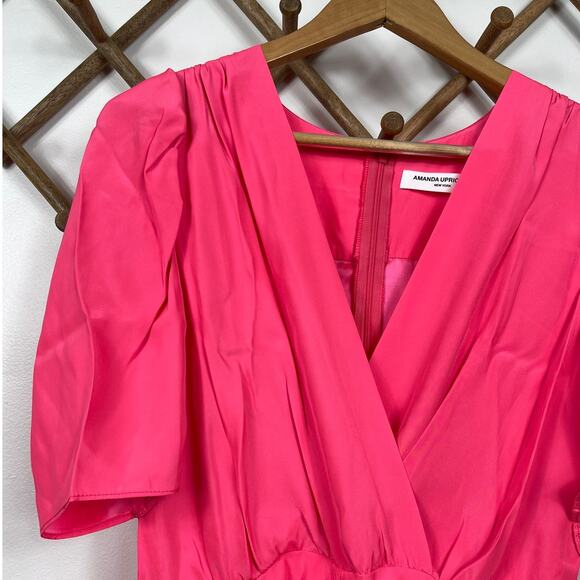 New Amanda Uprichard Sheena Silk Mini Dress in Pink Women's Size M - Picture 3 of 8